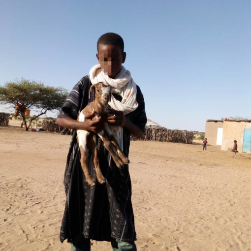 Enfant peul tenant un chevreau